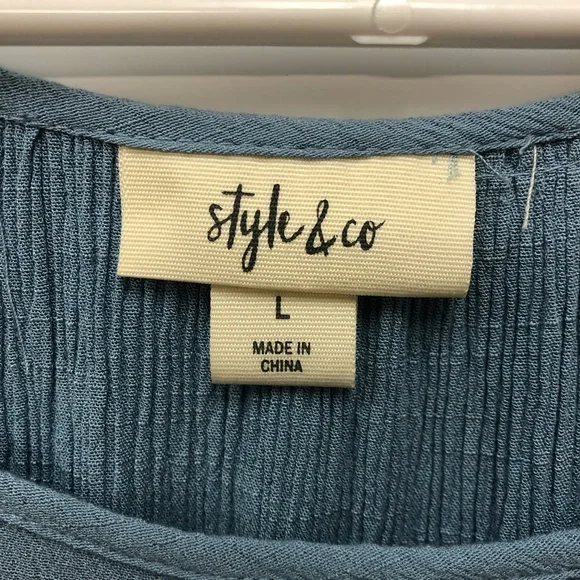 Style & Co 3/4 ruffle sleeve Boho top Size Large - Picture 5 of 6